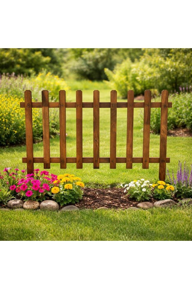 Ahşap Büyük Boy Kazıklı Bahçe Çiti 5 Adet- 100CM ×75CM