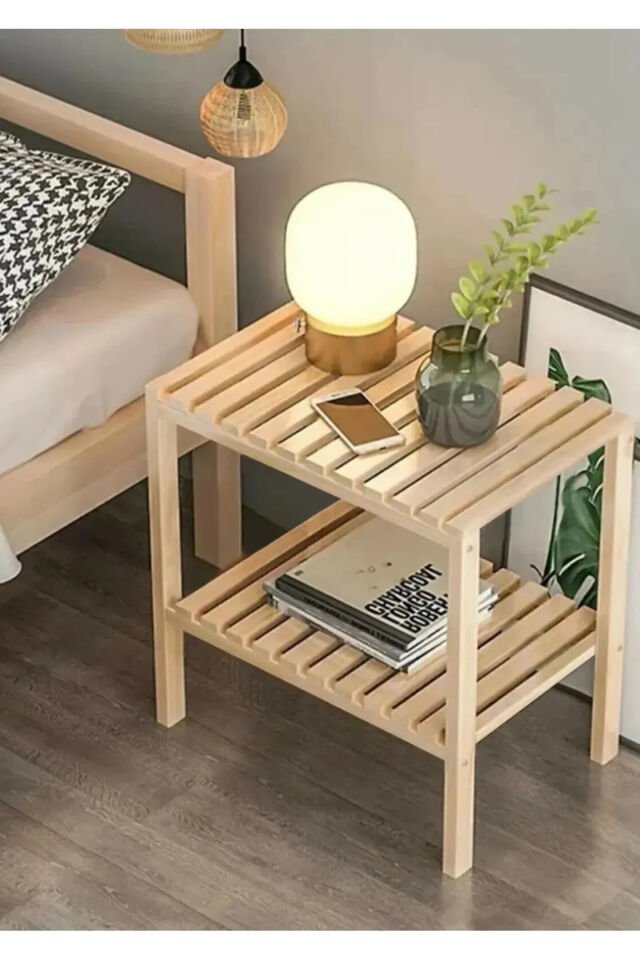 Doğal ahşap komidin